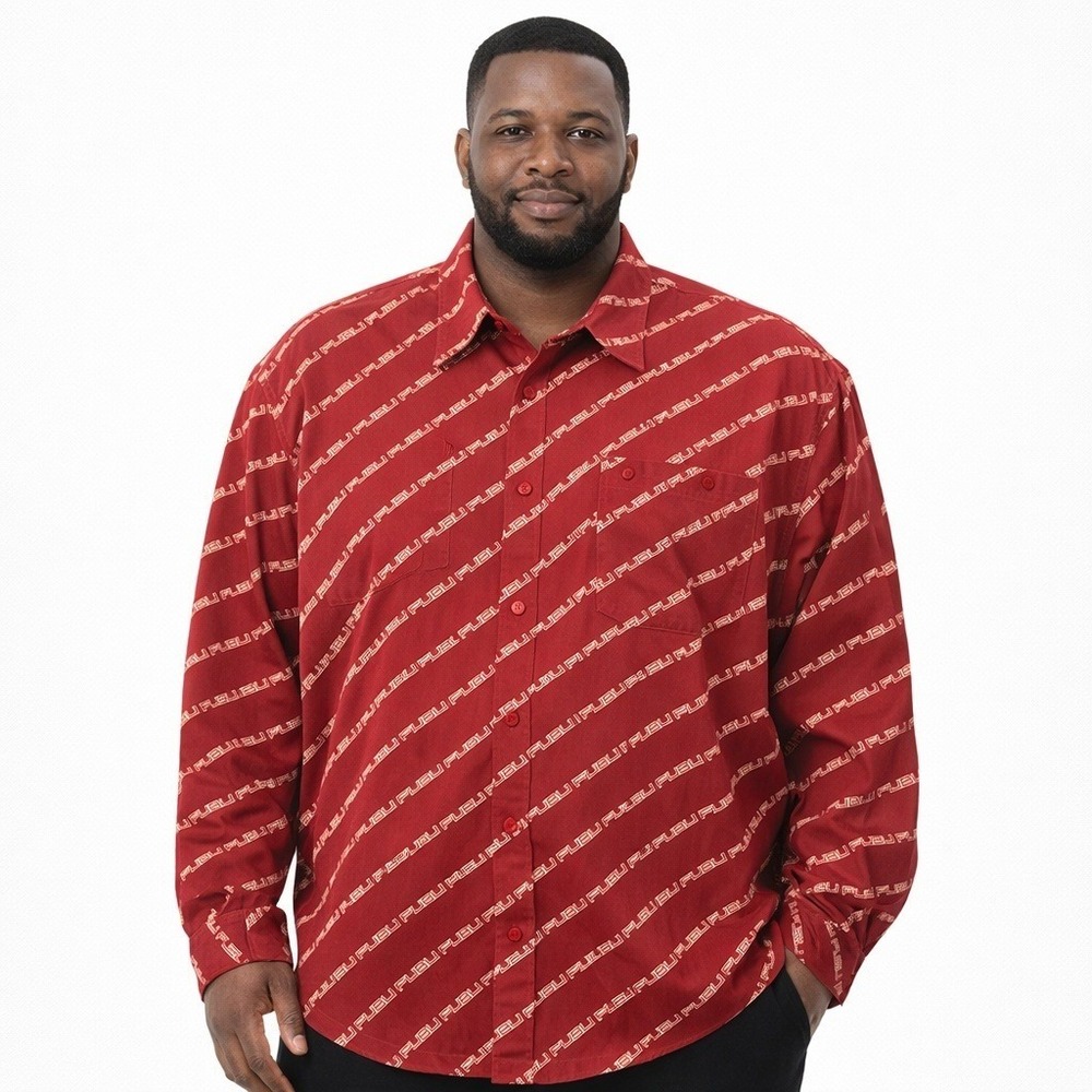 FUBU Logo Button Up Shirt‎ Size XXL Red Streetwear Y2K Classic